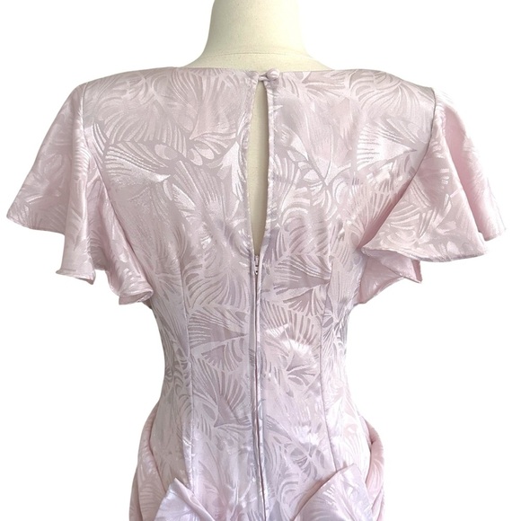 Vintage 80s All That Jazz Powder Pink Party Dress Flutter Sleeves Bow Back - Picture 8 of 16